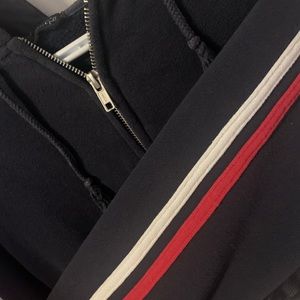 brandy melville cropped zip up navy blue